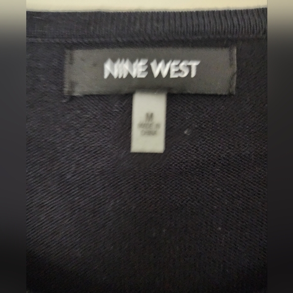 Nine West Women's Black Bell Sleeve Sweater Dress Ruffle Hem Size M - Picture 5 of 5